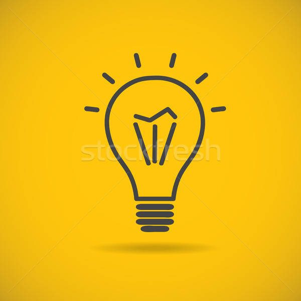 Light Bulb Vector Icon, Logo Grey Lineart Light Bulb On Yellow 600x600 Light Bulb Vector Icon, Logo Grey Lineart Light Bulb On Yellow