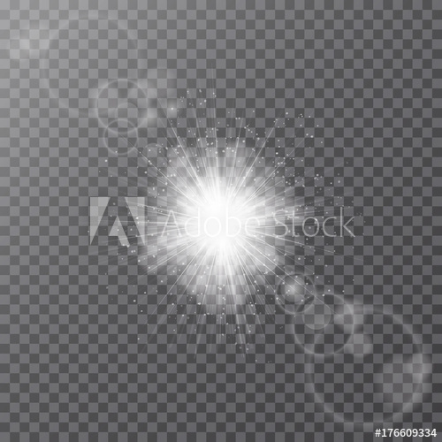 500x500 Solar Flare White Glowing Light Burst Explosion With Transparent