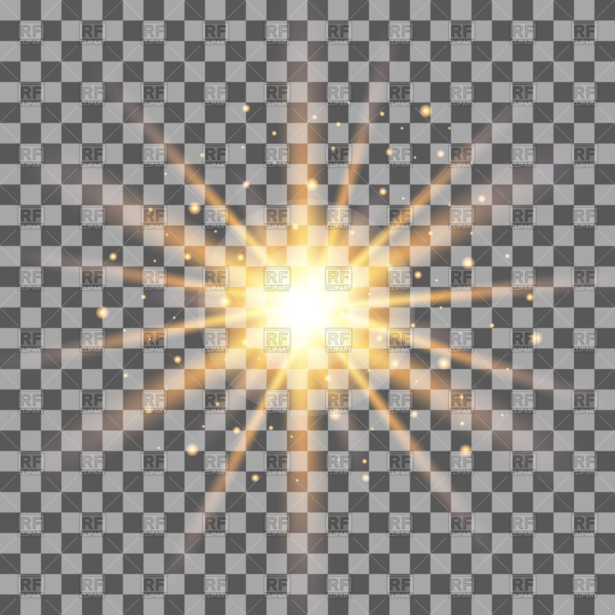 1200x1200 Gold Rays Light Effect On Transparent Background Vector Image