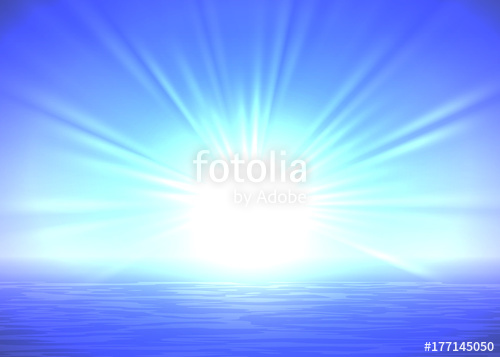 500x357 Abstract Blue Sunrise Background, With Light Rays, Vector