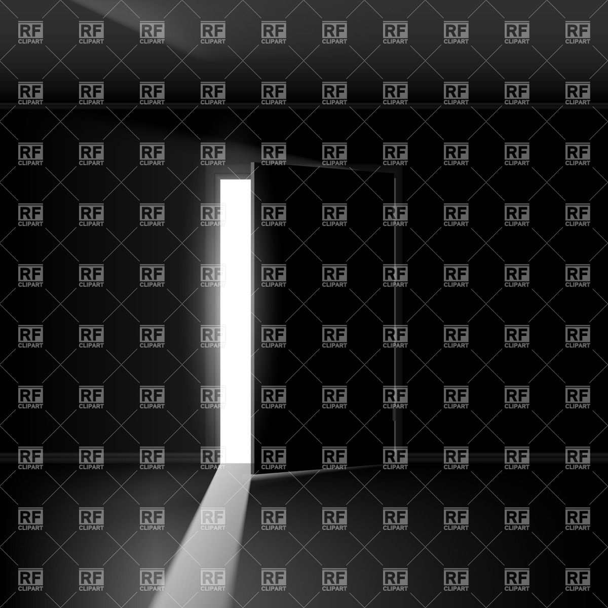 1200x1200 Open Door In Dark Room With Line Of Light Vector Image