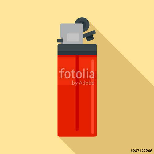 500x500 Plastic Cigarette Lighter Icon Flat Illustration Of Plastic