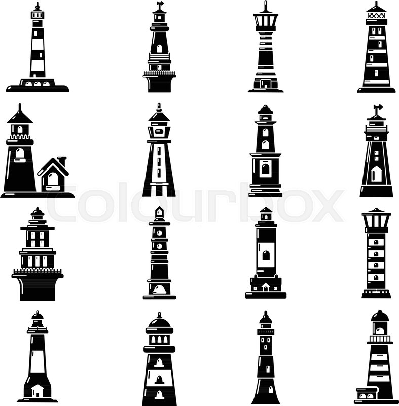 787x800 Lighthouse Icons Set Simple Stock Vector Colourbox