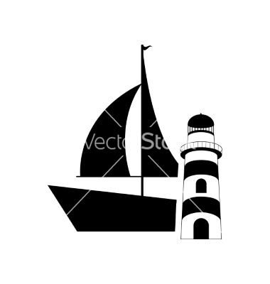 380x400 Sail Boat And Lighthouse Icon Vector Sailing Sailing, Sailboat