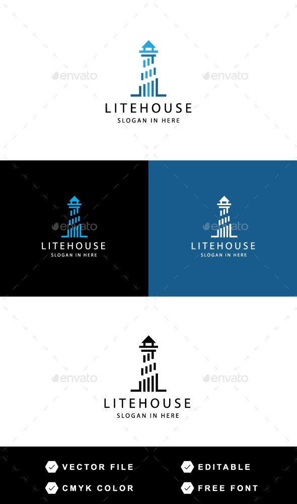 590x1000 Lighthouse Logo Template Vector Illustrator Logo