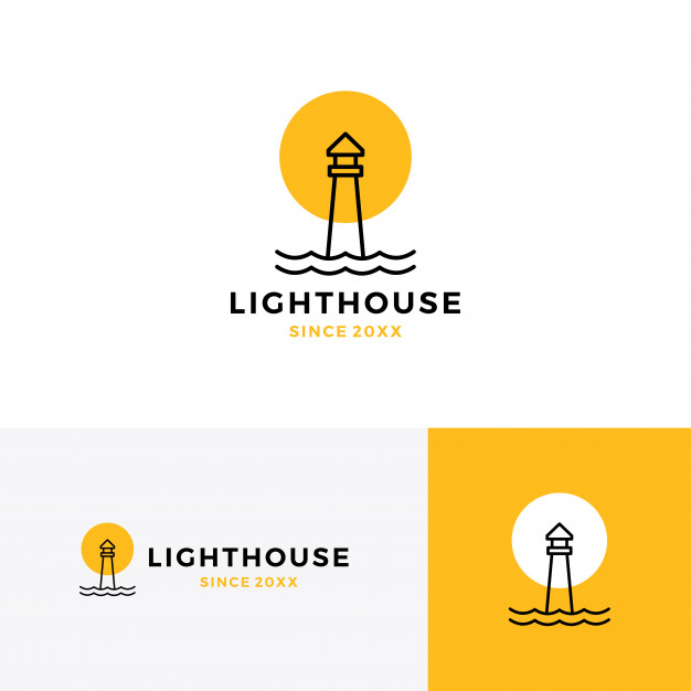 626x626 Lighthouse Logo Vector Icon Line Outline Monoline Vector Premium