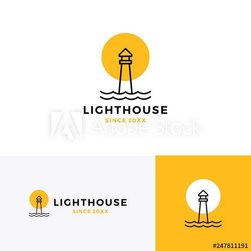 500x500 Lighthouse Logo Vector Icon Line Outline Monoline