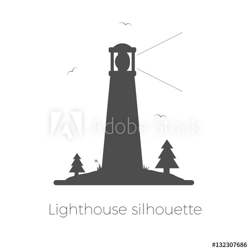 500x500 Lighthouse Silhouette Vector Illustration
