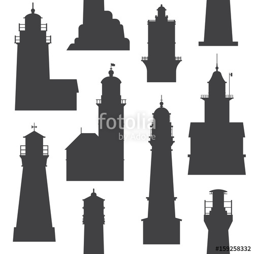 500x500 Silhouette Lighthouse Pattern Different Sea Guiding Light Houses