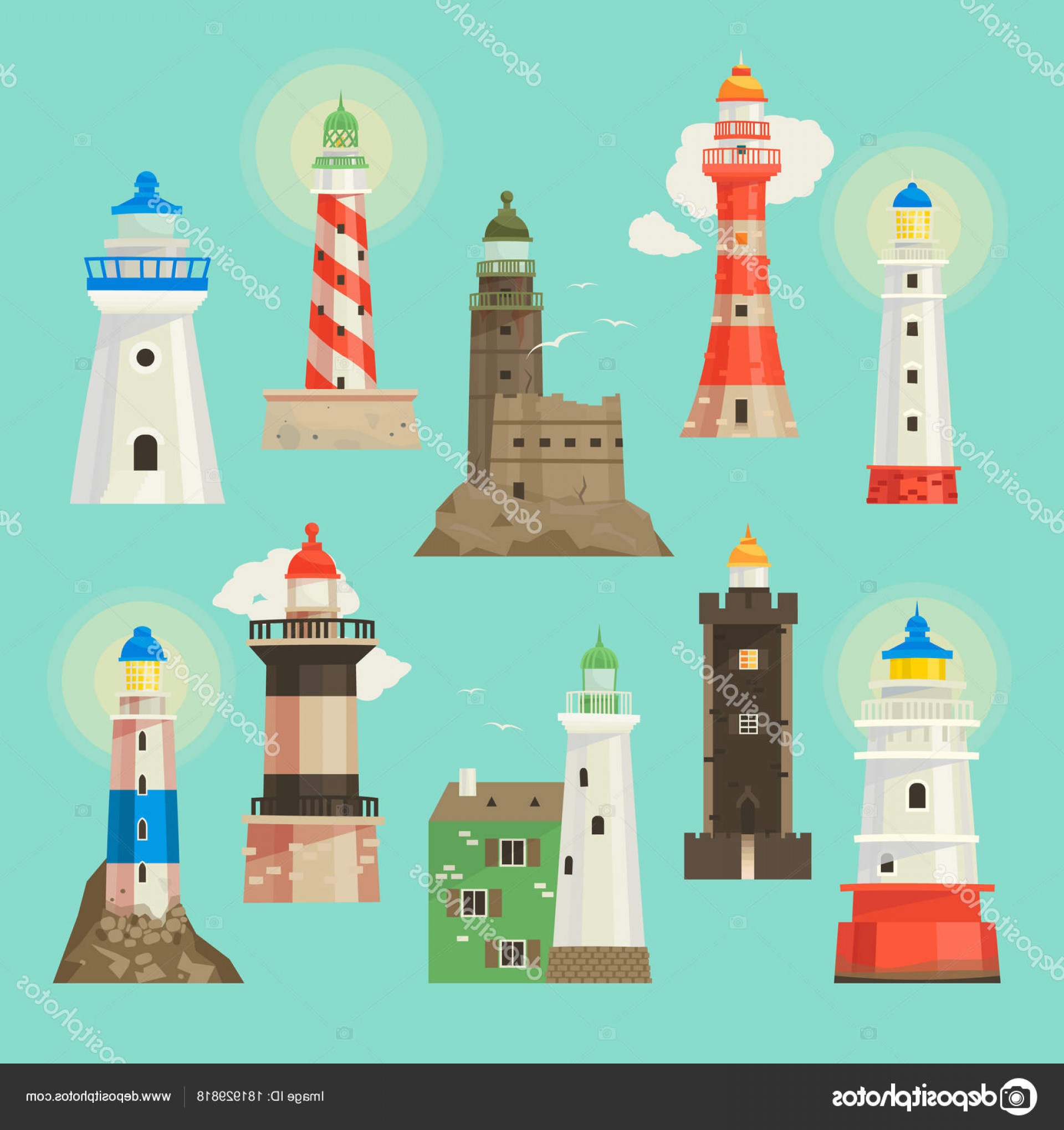 1920x2040 Stock Illustration Lighthouse Vector Beacon Lighter Beaming