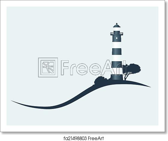 560x470 Free Art Print Of Hillside Black Striped Lighthouse Vector