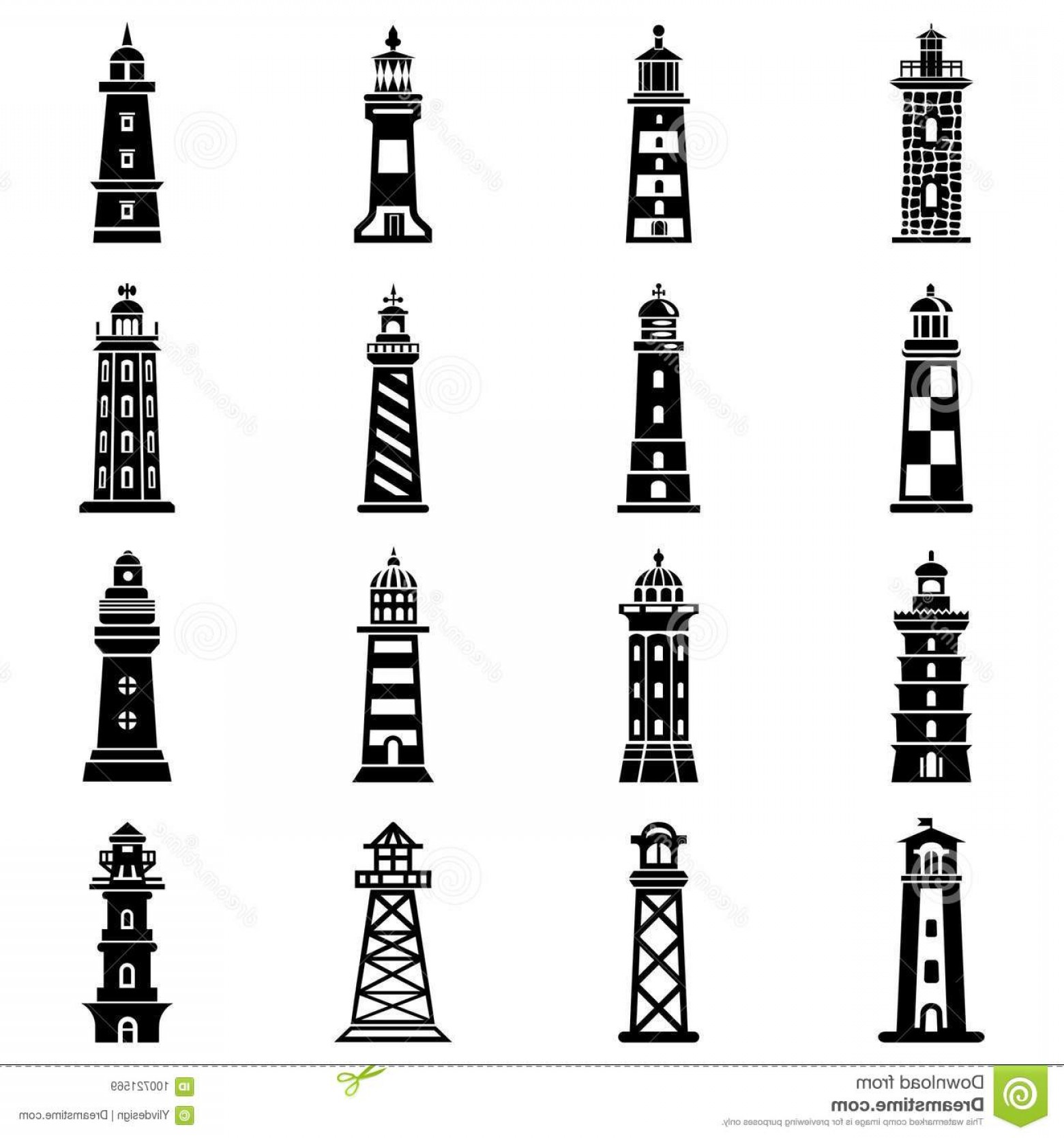 1560x1668 Lighthouse Icons Set Simple Illustration Lighthouse Vector Icons
