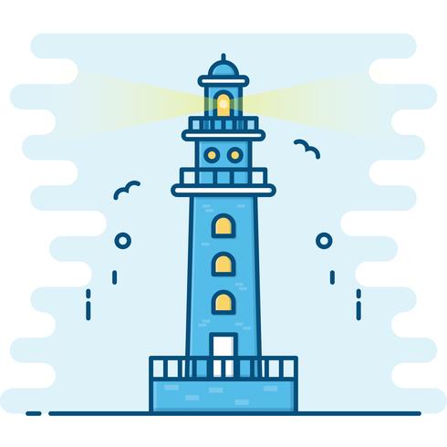 490x490 Line Art Style Lighthouse Vector