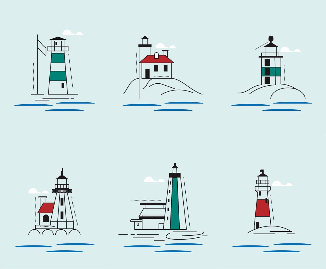 1136x936 Red + Green Lighthouse Vectors Vector Art Graphics