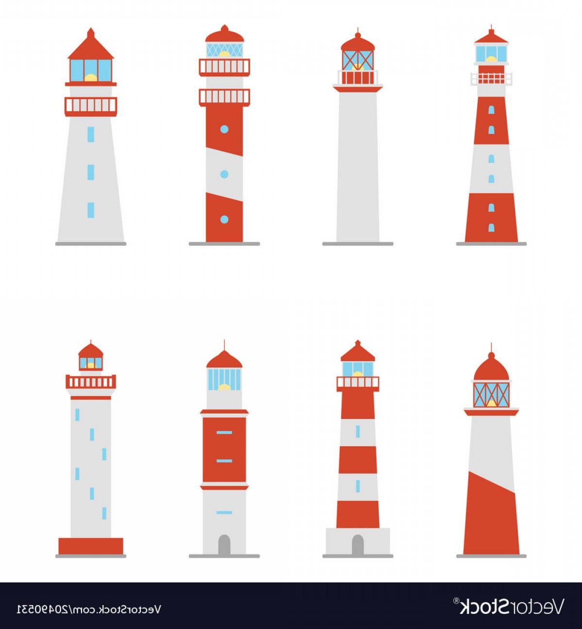 1200x1296 Set Of Color Icons Of Lighthouses Vector Handandbeak