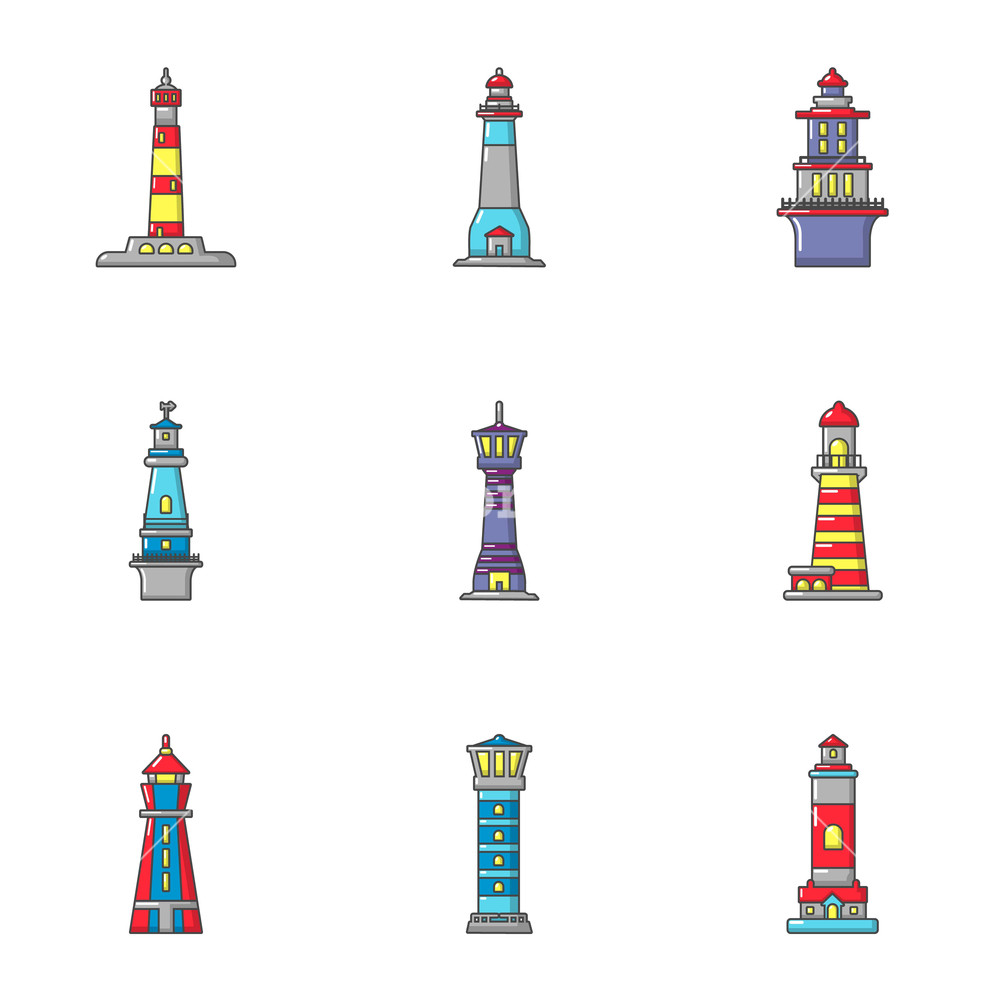 Lighthouse Icons Set Cartoon Set Of Lighthouse Vector Icons 1000x1000 Lighthouse Icons Set Cartoon Set Of Lighthouse Vector Icons