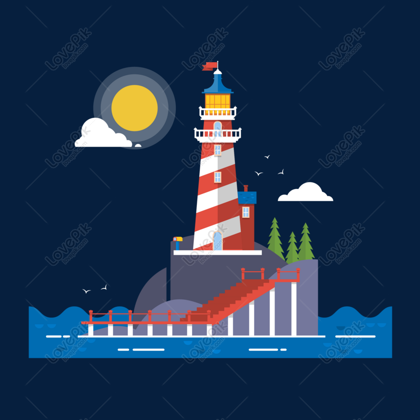 Cartoon Personality Lighthouse Vector Material Png Image Picture 860x860 Cartoon Personality Lighthouse Vector Material Png Image Picture