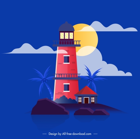 Lighthouse Painting Colorful Retro Design Vectors Stock In Format 468x466 Lighthouse Painting Colorful Retro Design Vectors Stock In Format