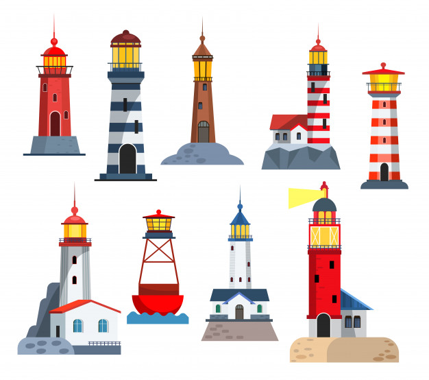 Lighthouse Towers Set Vector Free Download 626x554 Lighthouse Towers Set Vector Free Download