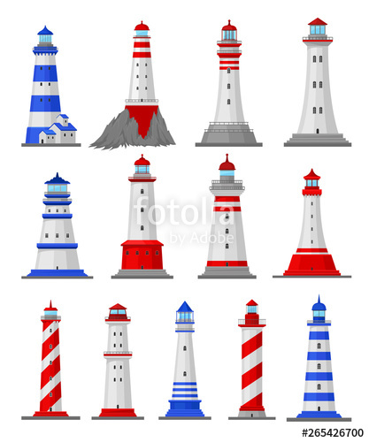 Set Of Illustrations Of Different Types Of Lighthouses Vector 417x500 Set Of Illustrations Of Different Types Of Lighthouses Vector