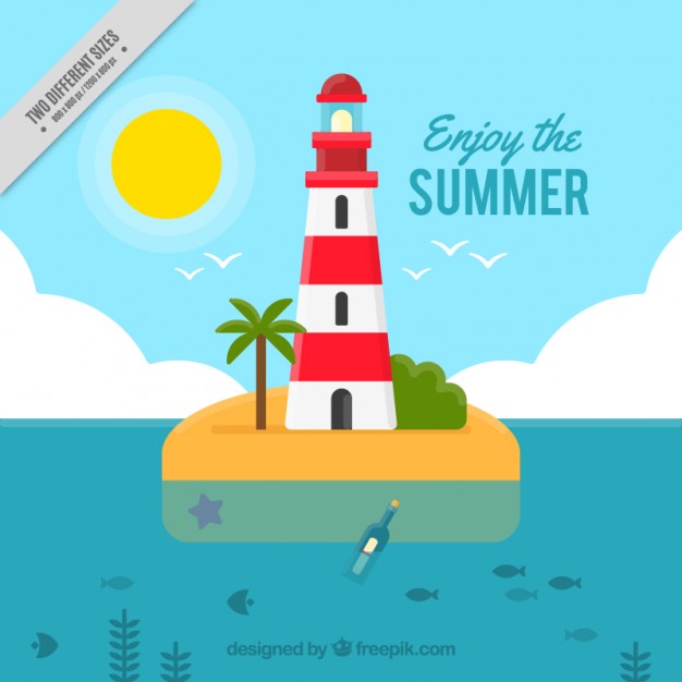 Summer Background With A Cute Lighthouse Vector Free Download 626x626 Summer Background With A Cute Lighthouse Vector Free Download