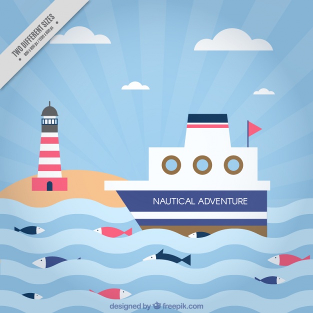 Flat Background With Boat And Lighthouse Vector Free Download 626x626 Flat Background With Boat And Lighthouse Vector Free Download
