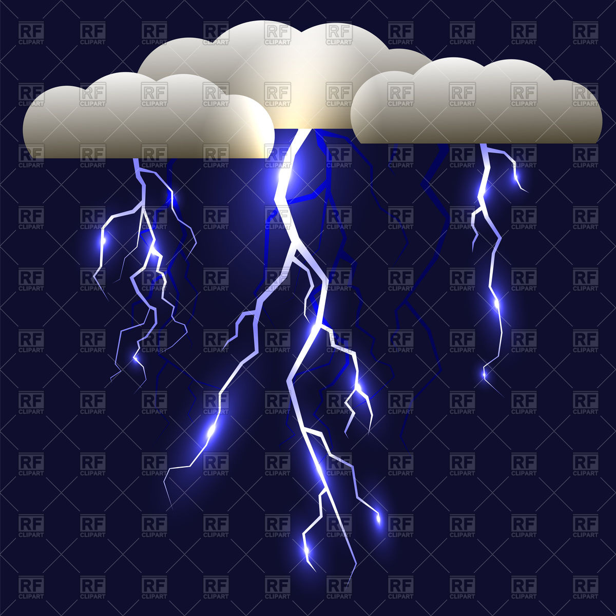 1200x1200 White Lightning Isolated On Blue Background Vector Image Of Nature