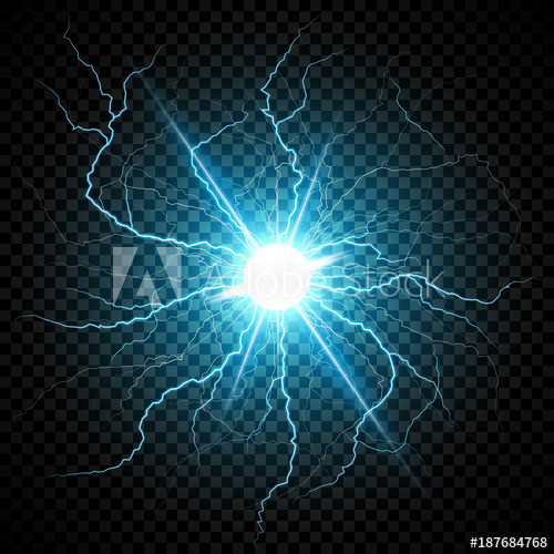 500x500 Blue Electric Flash Of Lightning On A Dark Transparent Background