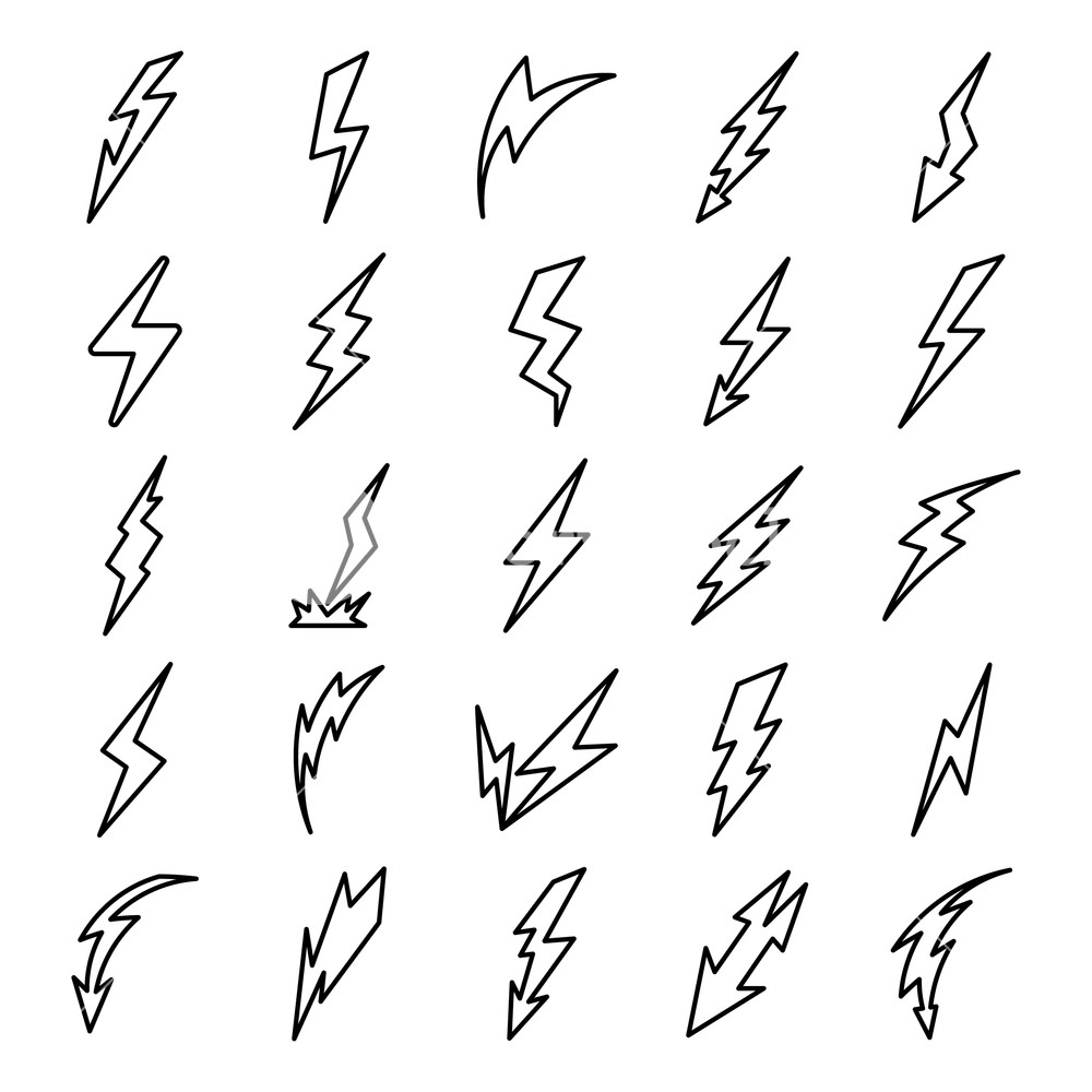 1000x1000 Lightning Bolt Icons Set Outline Set Of Lightning Bolt Vector
