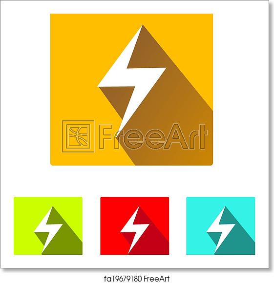 561x581 Free Art Print Of Flat Lightning Bolt Vector Icon Set On Square