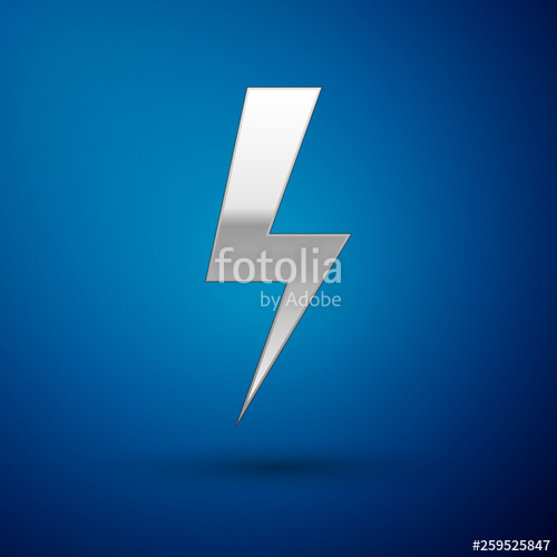 500x500 Silver Lightning Bolt Icon Isolated On Blue Background Flash Icon