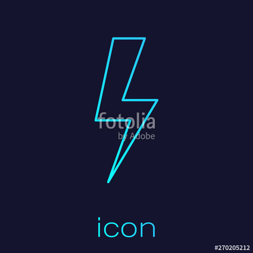 500x500 Turquoise Lightning Bolt Line Icon Isolated On Blue Background