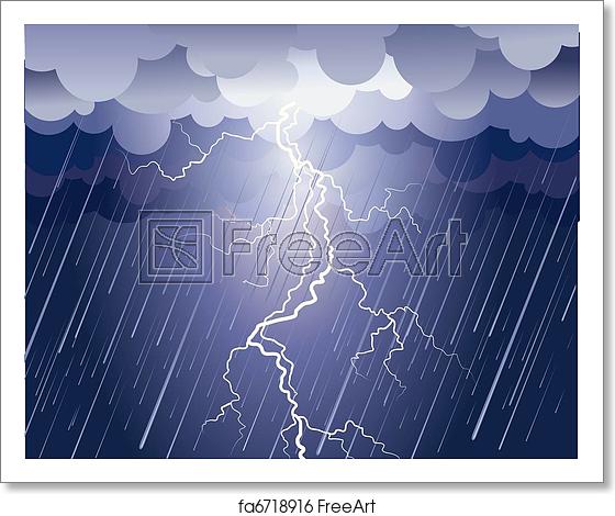 560x470 Free Art Print Of Lightning Strike Vector Rain Image With Dark