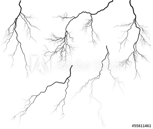 500x421 Five Lightning Silhouettes On White