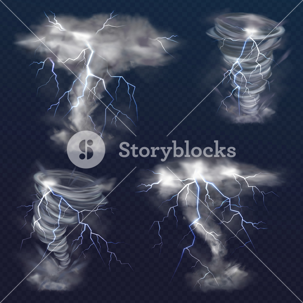 Tornado With Lightning Vector Illustration Of Realistic 1000x1000 Tornado With Lightning Vector Illustration Of Realistic