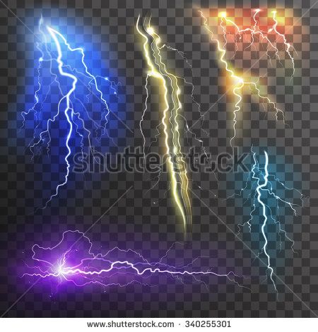 450x470 Lightning Transparent Set In Different Colors Realistic Isolated