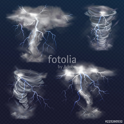 500x500 Tornado With Lightning Vector Illustration Of Realistic