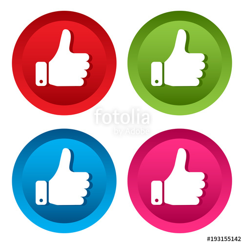 500x500 Thumb Up Icon, Like Icon, Colorful Buttons Vector Illustration