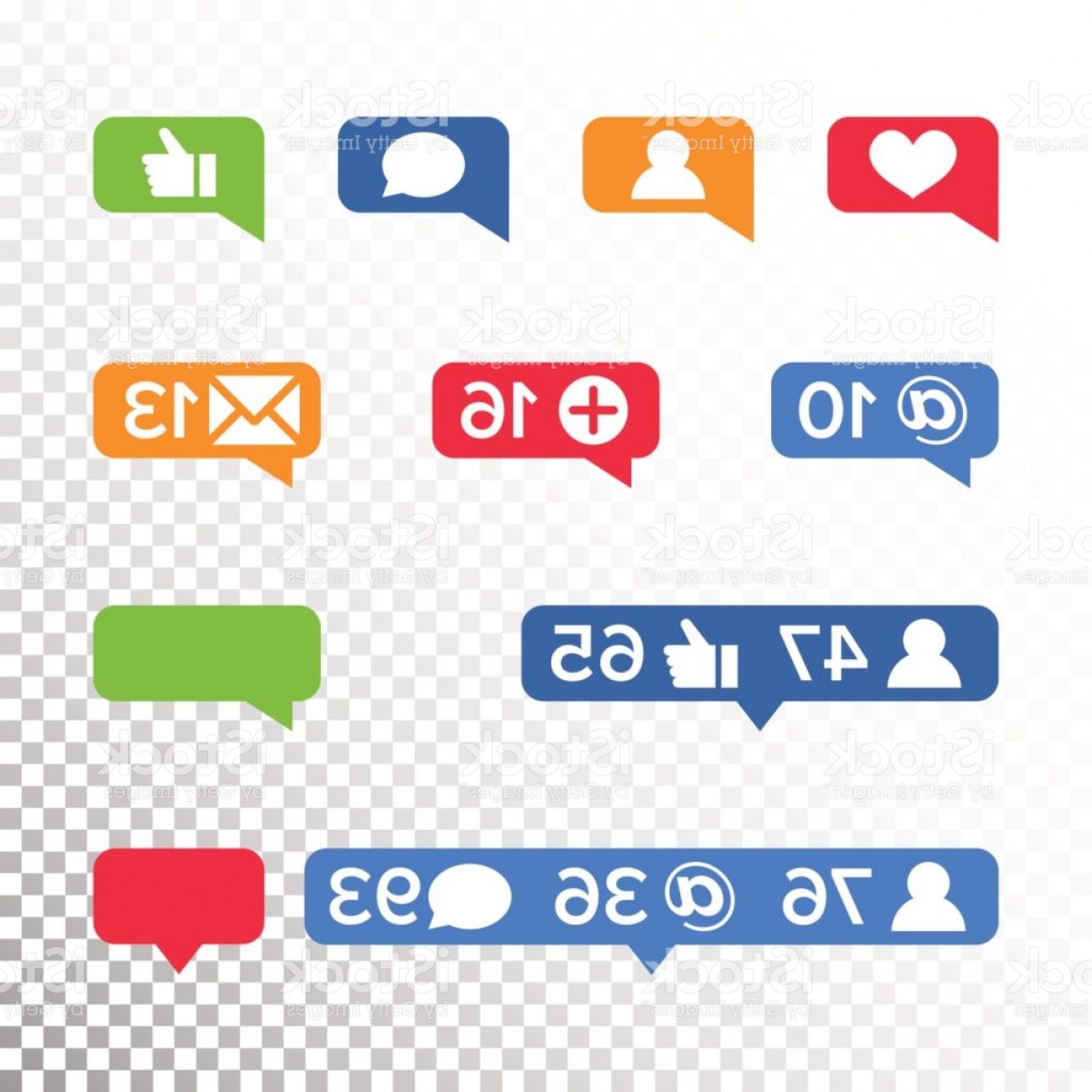 1228x1228 Notifications Icons Template Vector Like Symbol Message