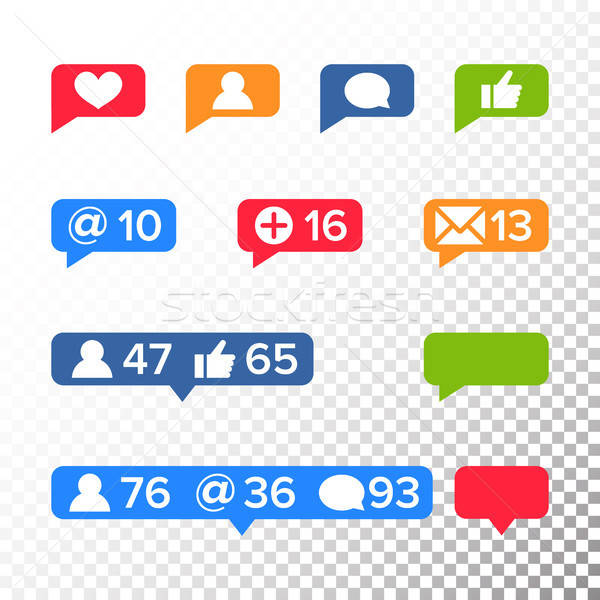 600x600 Notifications Icons Template Vector Like Symbol, Message