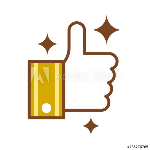 500x500 Gold Color Of Thumbs Up Or Like Symbol And Brown Glitter Vector