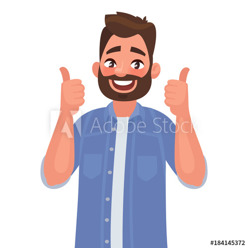 500x500 Joyful Man Shows Gesture I Like Vector Illustration