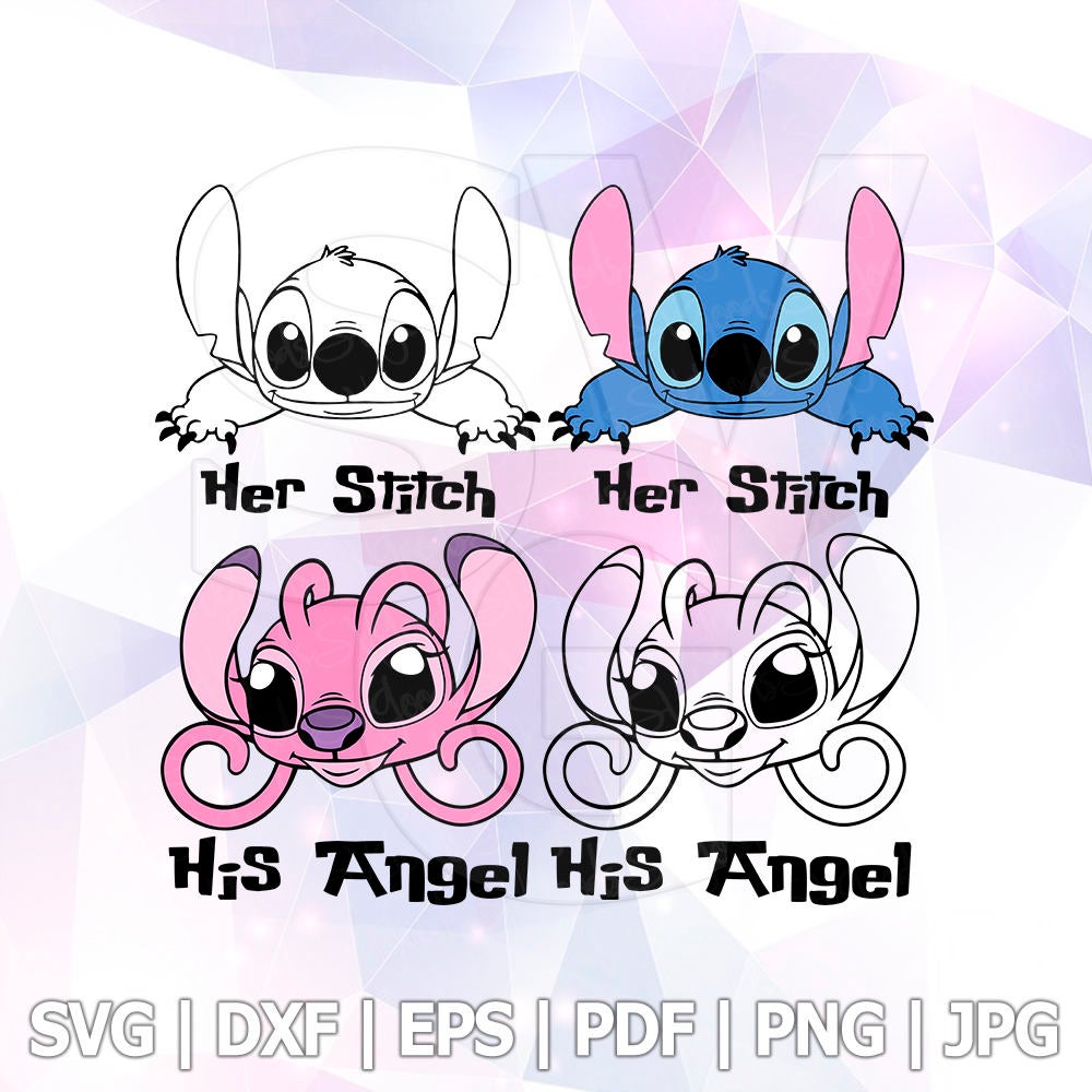 1000x1000 Lilo And Stitch Peeking Her Stitch His Angel Layered Dxf Etsy