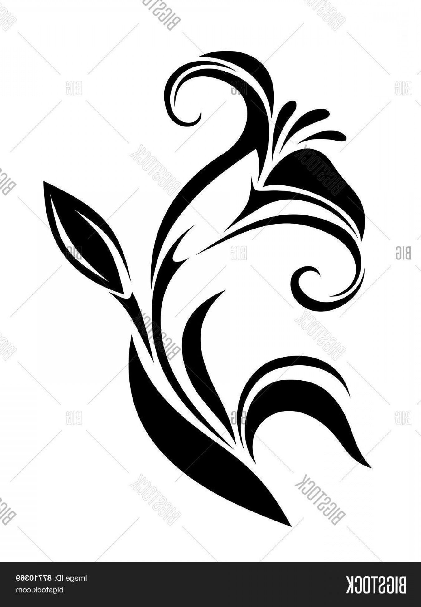 1350x1944 Stock Vector Lily Flower Vector Black Silhouette Soidergi