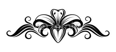 400x180 Black Silhouette Of Lily Flower Vector Illustration Sticker Club