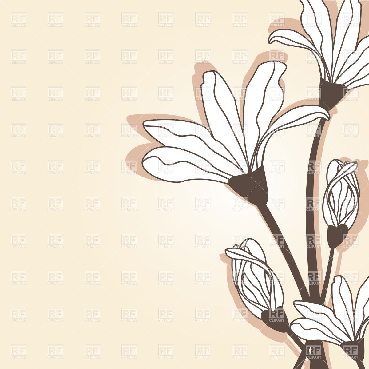 1200x1200 Vintage Card With Lily Vector Image Of Plants And Animals