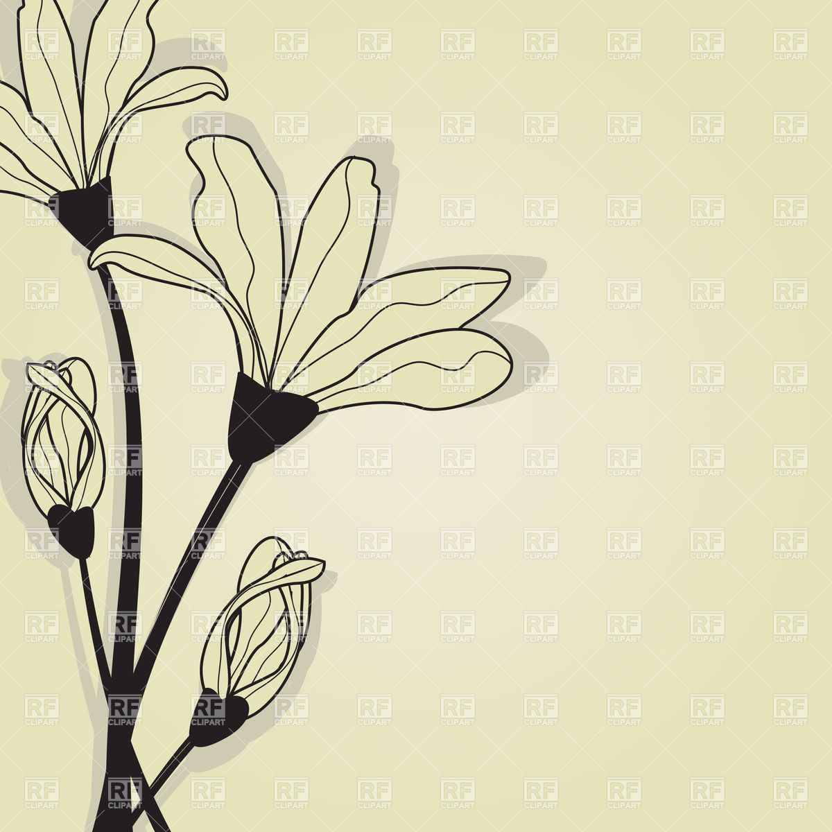 1200x1200 Vintage Pastel Card With Lily Vector Image Of Plants And Animals