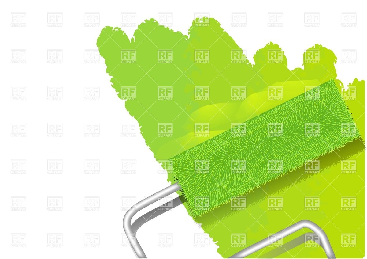 1200x845 Paint Roller Painting Wall In Lime Green Color Vector Image