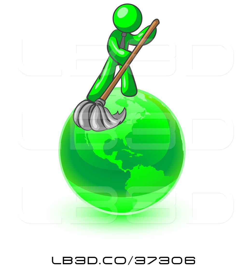 1024x1124 Vector Illustration Of Lime Green Guy Using A Wet Mop With Green