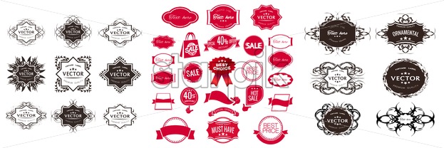 Digital Vector Modern Sale Stickers Collection, Ribbon And Badges 623x208 Digital Vector Modern Sale Stickers Collection, Ribbon And Badges